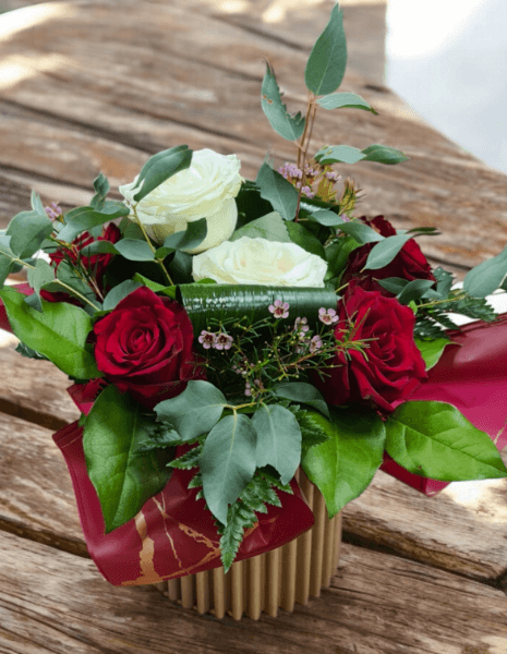 Flowerbox rose rosse e bianche - PICCOLA