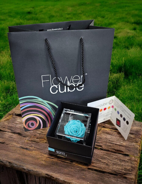 Flowercube Turchese cubo 6x6 cm.